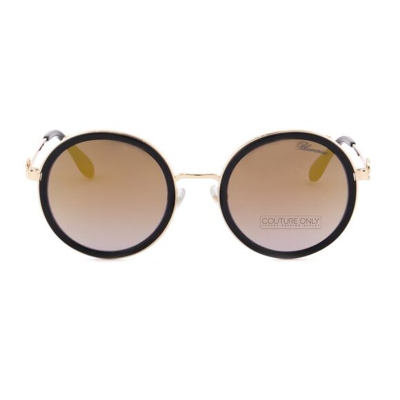 New Blumarine Limited Edition Women Sunglasses SBM-109S-300G Black Gold Mirror - Picture 5 of 10